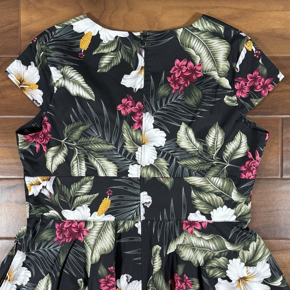 Hell Bunny Women's Size 2XL Black Tropical Floral Sasha Pinup Retro Swing Dress - Picture 8 of 10